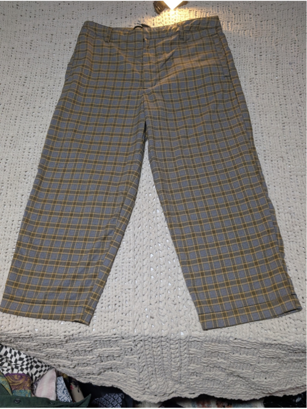 Women's Urban Outfitters Plaid Trousers Size 34 Grey Yellow